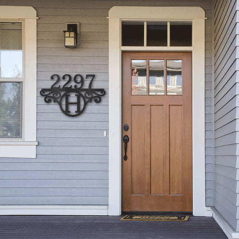 Personalized Inital & Address # Metal Wall Art